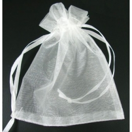 100 Witte organza zakjes