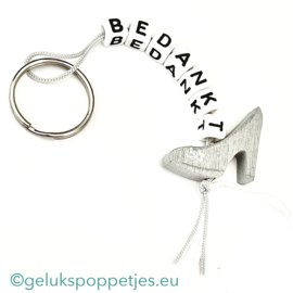 Bedankt sleutelhanger met geluksschoentje muiltje
