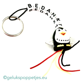 Bedankt sleutelhanger met gelukspoppetje pinguin