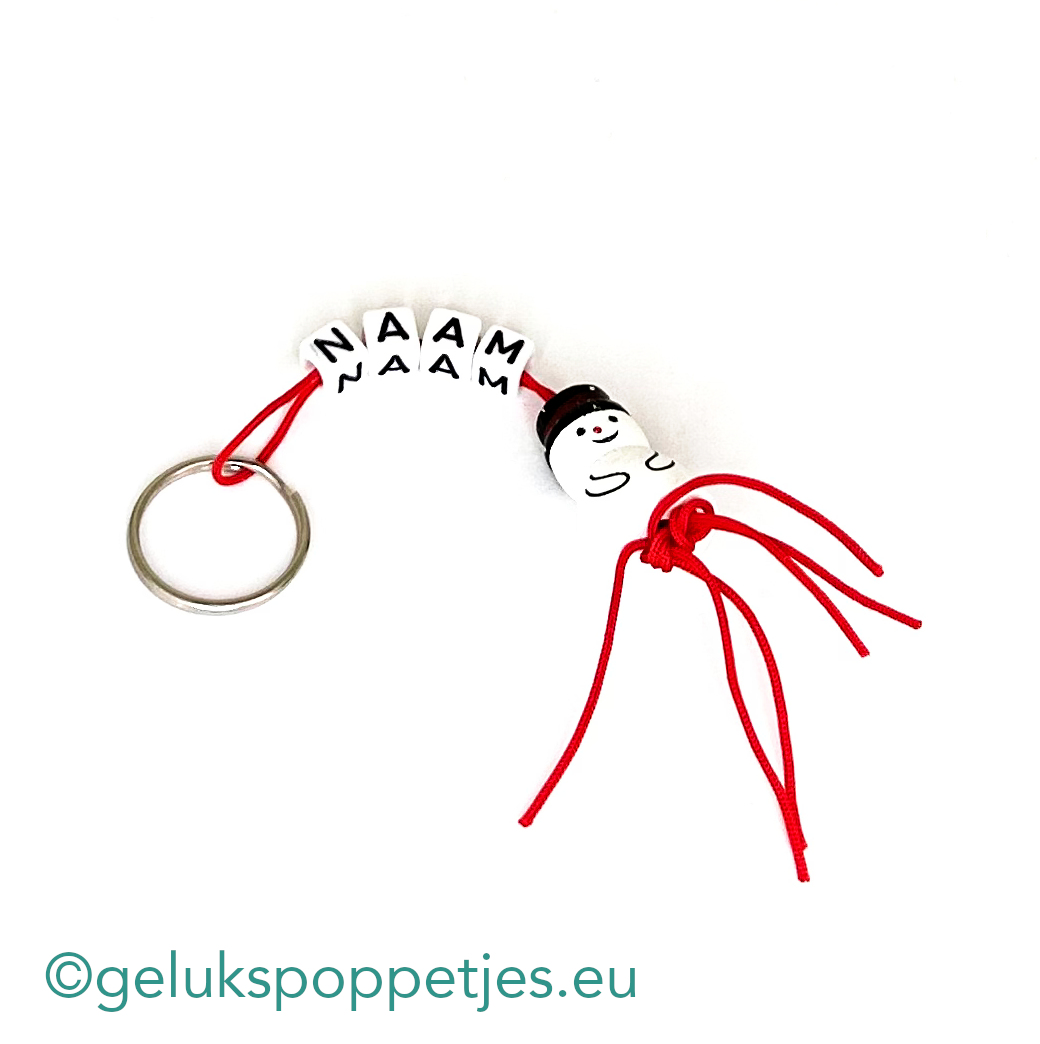 Naam sleutelhanger met sneeuwman gelukspoppetje
