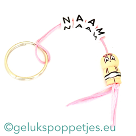 Naam sleutelhanger met baby meisje gelukspoppetje