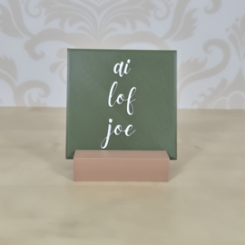 3D geprinte tegel met tekst “ai lof joe” – decoratieve quote tegel