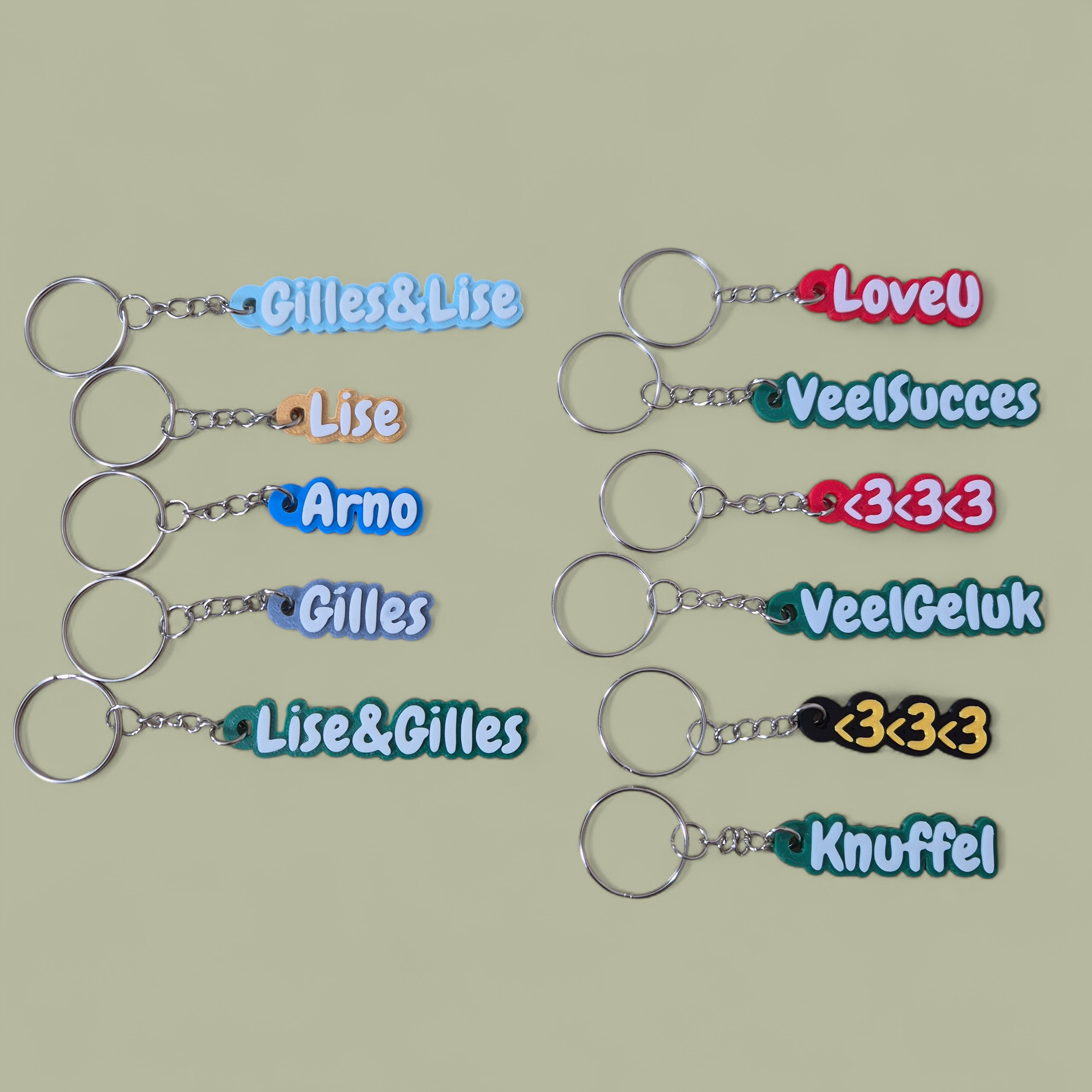 Gepersonaliseerde 3D-geprinte Sleutelhangers | Tekst & Kleur Keuze | Crochets4U