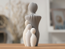 Modern 3d geprint beeldje papa met 3 kinderen