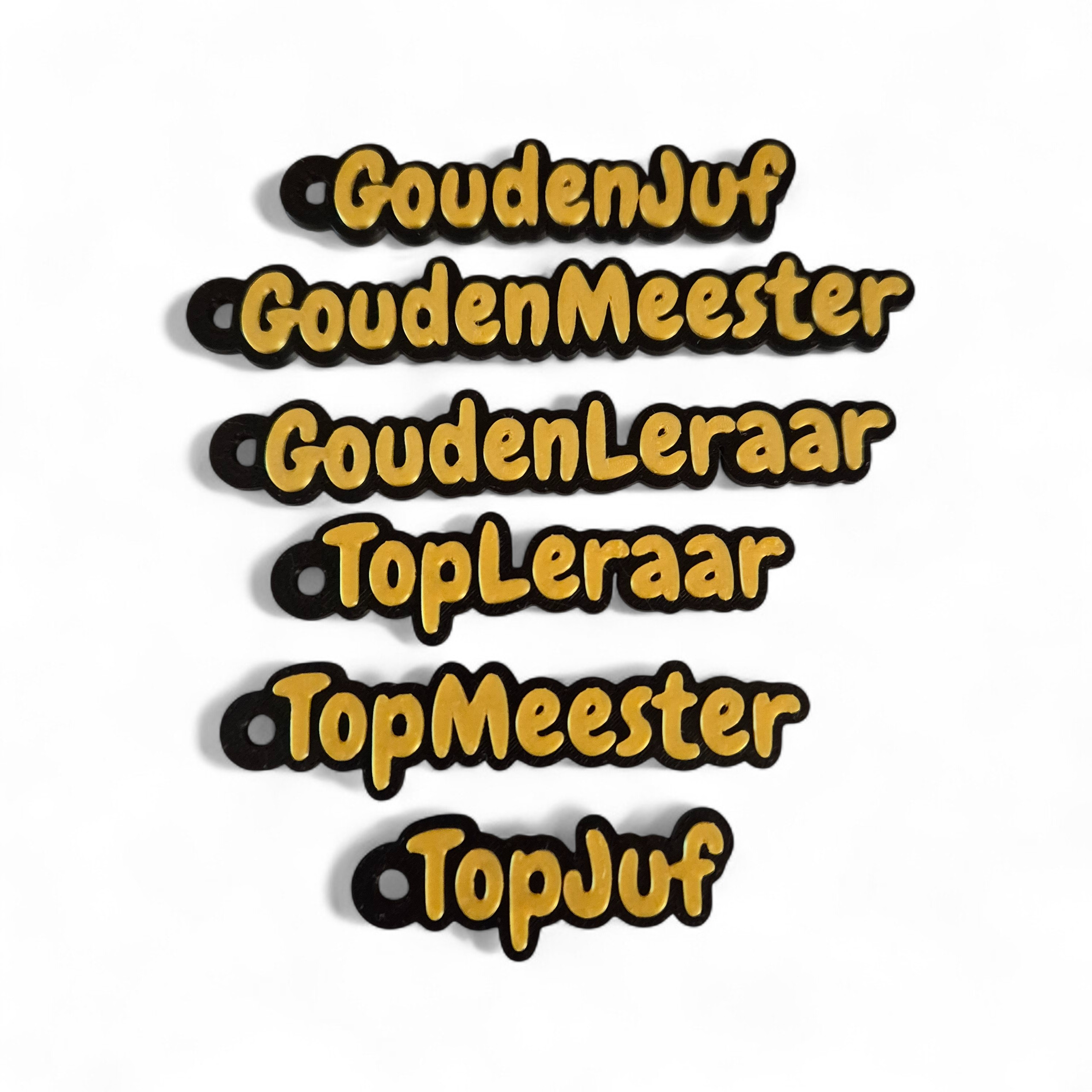 Gepersonaliseerde Sleutelhanger: goud op zwart
