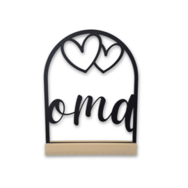 Quote in boog met hartjes – “oma”