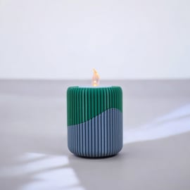 Ribbel Theelichthouder 3D Geprint – Personaliseerbare Kleur – 7 cm Hoogte – Geschikt voor Theelichtjes tot 39,5 mm