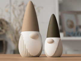 3D Geprinte Gnomes – Decoratieve Kabouters in 2 Maten met Schroefbare Hoed