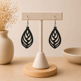 3D-geprinte blad oorbellen | Moderne geometrische oorbellen | Antiek zilveren RVS oorhaakjes | 36 kleuren