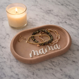 Gepersonaliseerd schaaltje met naam – 36 kleuren – ovaal ribdesign (3D geprint)