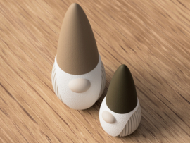 3D Geprinte Gnomes – Decoratieve Kabouters in 2 Maten met Schroefbare Hoed