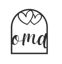 Quote in boog met hartjes – “oma”