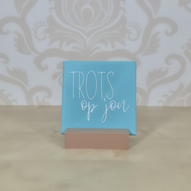 3D geprinte tegel met tekst “trots op jou” – decoratieve quote tegel