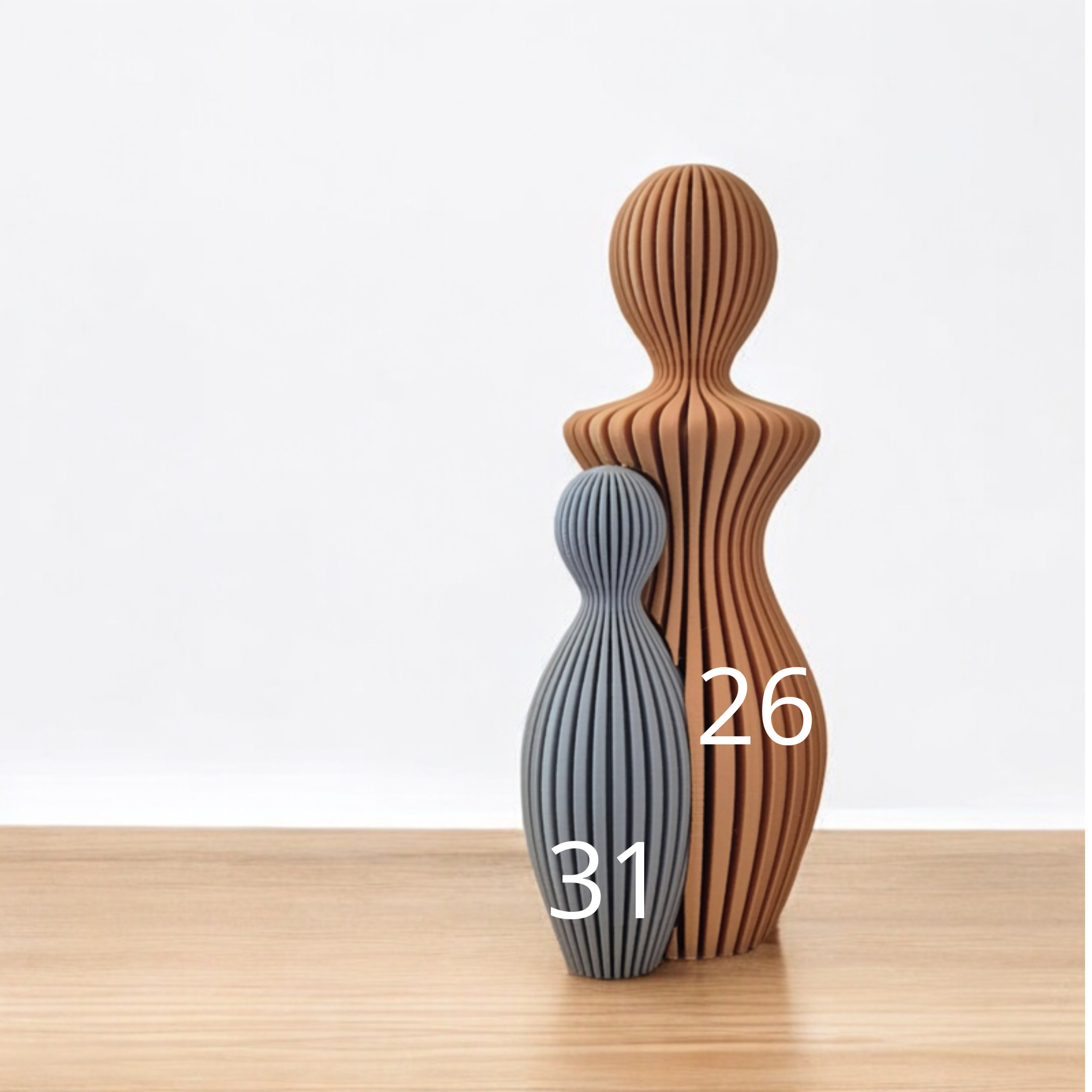 Modern 3d geprint beeldje mama met 1 kind