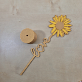3D Geprinte Bloem – love in stam - Decoratieve Bloem voor Boeket, Bladwijzer of Plantenbak