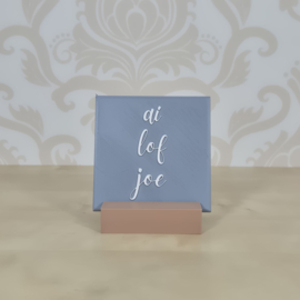 3D geprinte tegel met tekst “ai lof joe” – decoratieve quote tegel