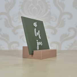 3D geprinte tegel met tekst “ai lof joe” – decoratieve quote tegel