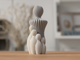 Modern 3d geprint beeldje papa met 4 kinderen