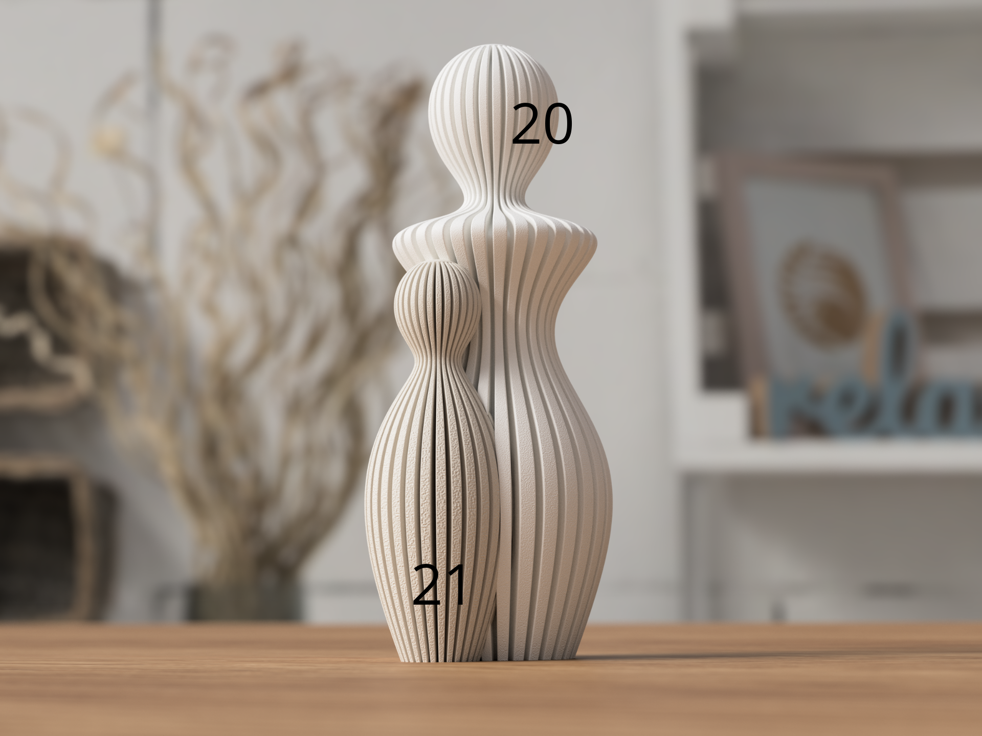 Modern 3d geprint beeldje mama met 1 kind