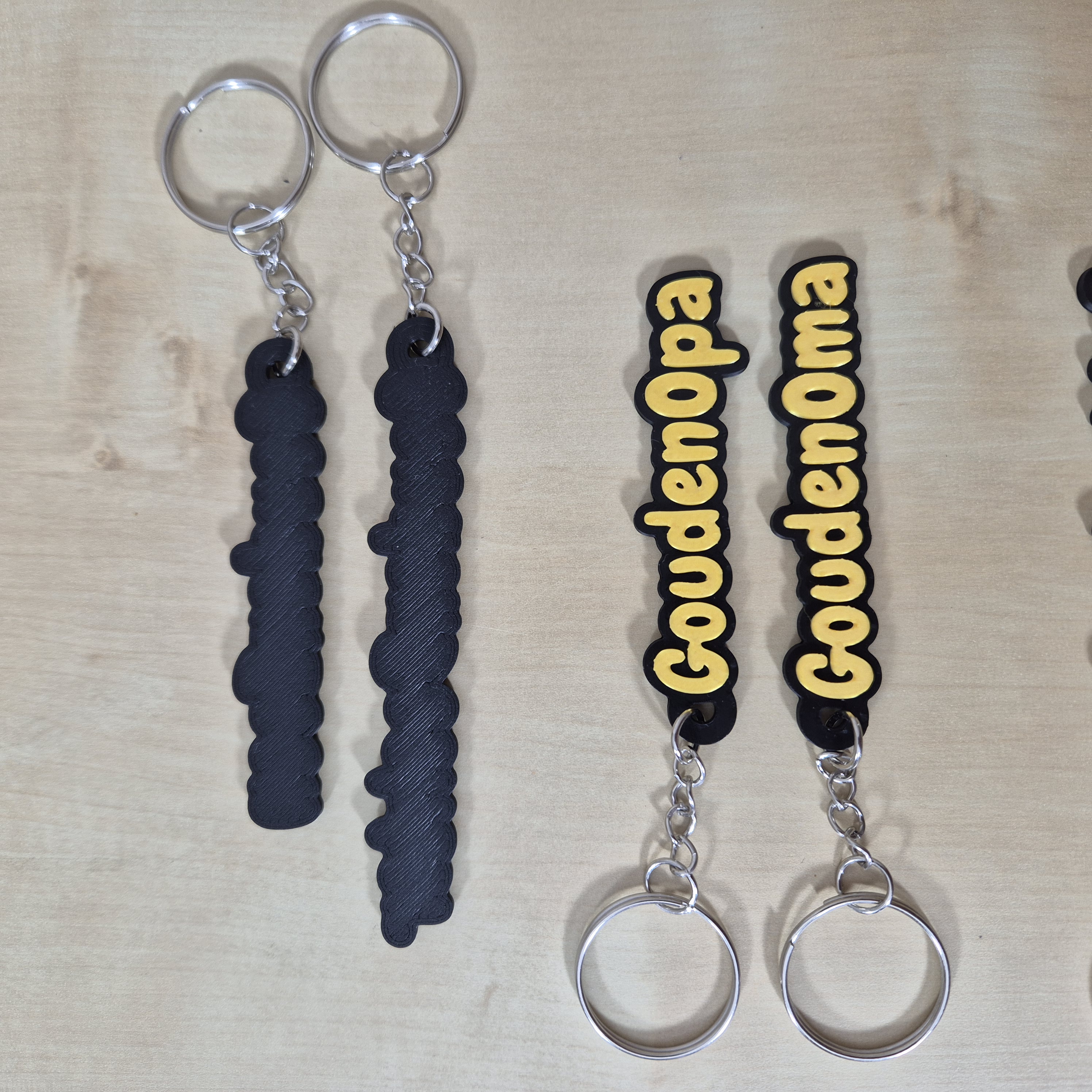 Gepersonaliseerde Sleutelhanger: goud op zwart