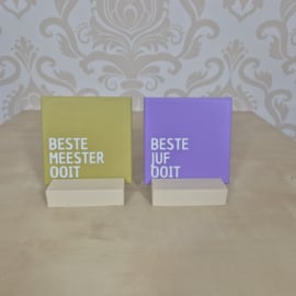 3D Geprint Tegeltje “Beste Juf / Meester Ooit” – Origineel Cadeau voor Leerkrachten