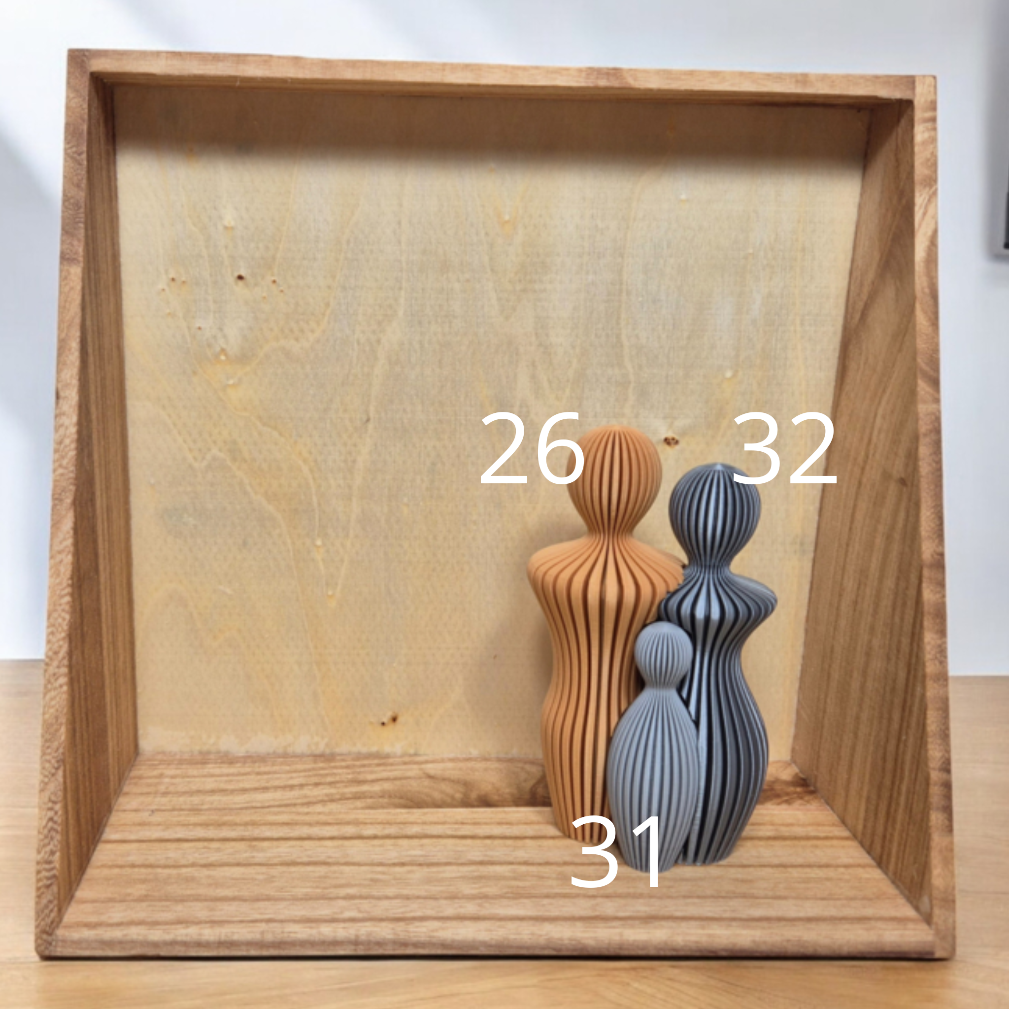 Modern 3d geprint beeldje gezin met 1 kind