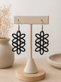 3D-geprinte bloem oorbellen | Moderne geometrische oorbellen | Antiek zilveren RVS oorhaakjes | 36 kleuren