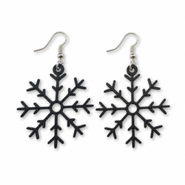 3D-geprinte sneeuwvlok oorbellen | Lichtgewicht winter oorbellen | Antiek zilveren RVS oorhaakjes | 36 kleuren