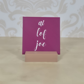 3D geprinte tegel met tekst “ai lof joe” – decoratieve quote tegel