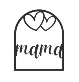 Quote in boog met hartjes – “mama”