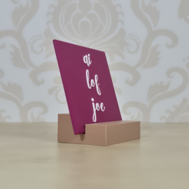 3D geprinte tegel met tekst “ai lof joe” – decoratieve quote tegel