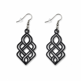3D-geprinte geometrische oorbellen | Open gevlochten design | Antiek zilveren RVS oorhaakjes | 36 kleuren