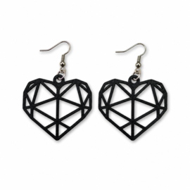 3D-geprinte hart oorbellen | Moderne geometrische hart oorbellen | Antiek zilveren RVS oorhaakjes | 36 kleuren