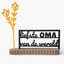 "Liefste oma van de wereld" – 3D geprinte quote  – minimalistische decoratie