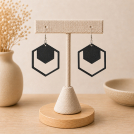 3D-geprinte zeshoek oorbellen | Moderne geometrische oorbellen | Antiek zilveren RVS oorhaakjes | 36 kleuren