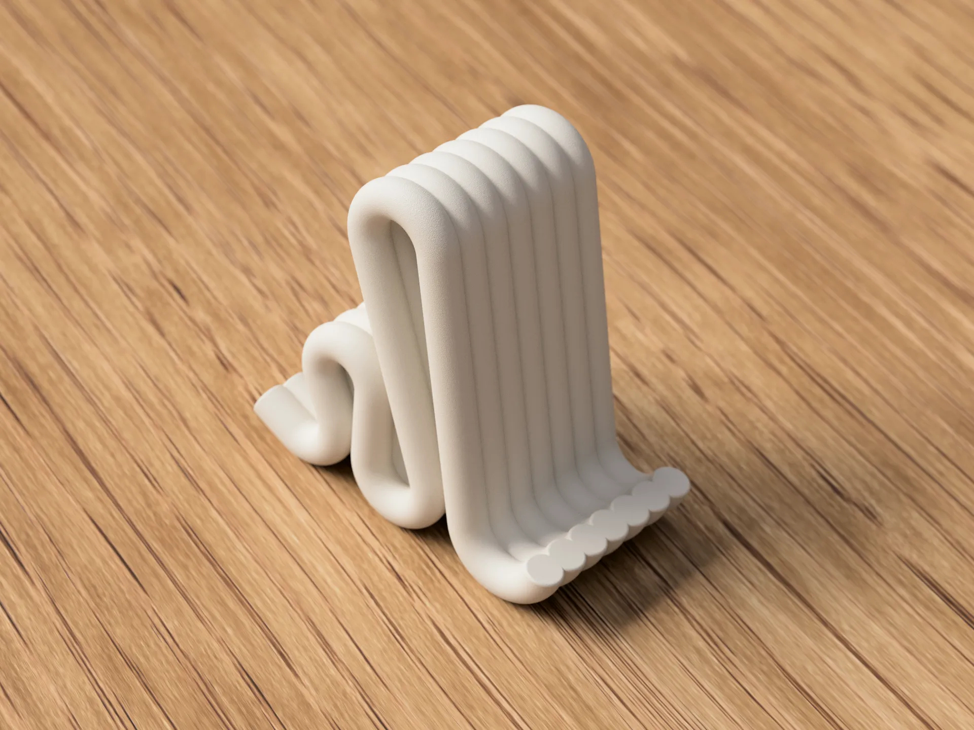 3D-geprinte Telefoonhouder – Minimalistisch Golvend Design