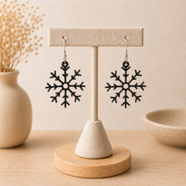 3D-geprinte sneeuwvlok oorbellen | Lichtgewicht winter oorbellen | Antiek zilveren RVS oorhaakjes | 36 kleuren