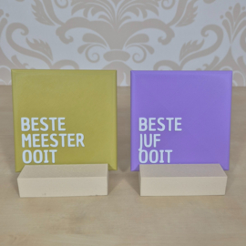 3D Geprint Tegeltje “Beste Juf / Meester Ooit” – Origineel Cadeau voor Leerkrachten