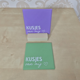 3D geprinte tegel met tekst “kusjes van mij” – decoratieve quote tegel
