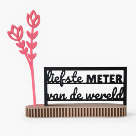 "Liefste meter van de wereld" – 3D geprinte quote  – minimalistische decoratie