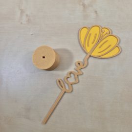 3D Geprinte Bloem – love in stam - Decoratieve Bloem voor Boeket, Bladwijzer of Plantenbak