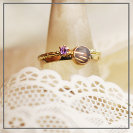 Haarlokring Sublime met Vintage ring geboortesteen