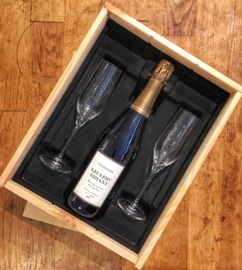 Champagne Reserve Brut - Leclerc Briant Bio, luxe kist, 2 flutes