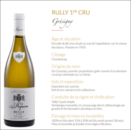 Chardonnay  - Bourgogne Rully Blanc  Gresigny -  Domaine Jacqueson