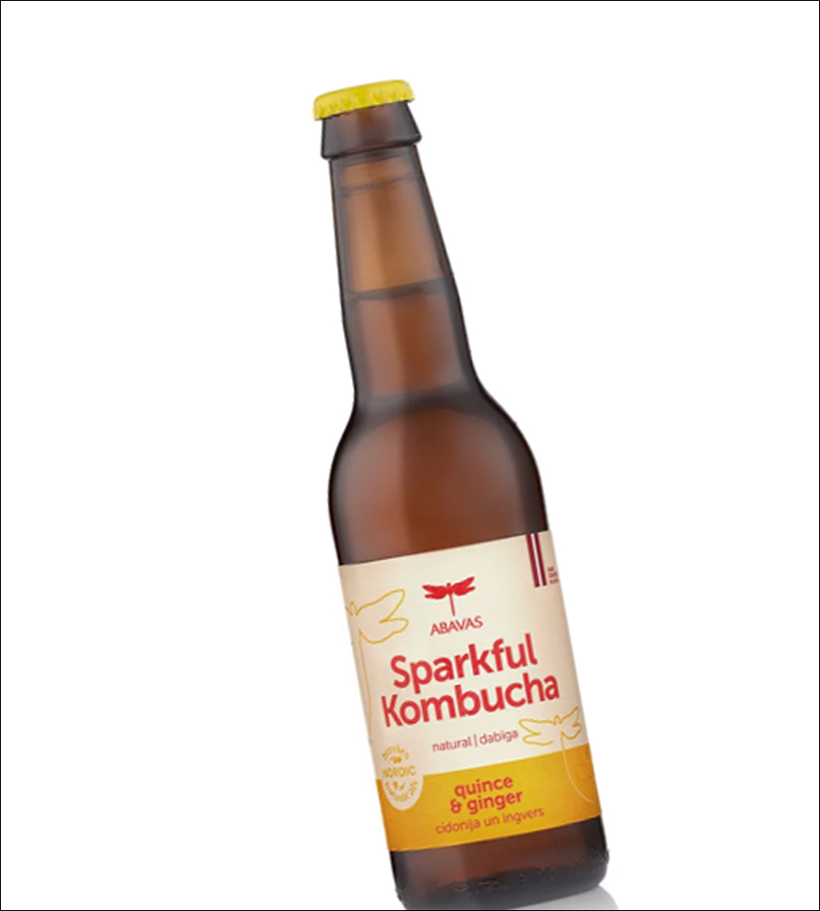 Kombucha, Ginger, Kweepeer - Kombucha, Abavas Sparkful, alcoholvrij