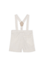 Dr. Kid Gestreepte korte broek met bretels - Beige/Ecru