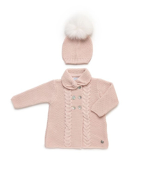 Juliana Gebreide vest met muts - Roze
