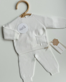 Wedoble gebreid newborn pakje - White