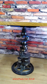 V8 krukastafel / Sidetable ø70cm houten blad "F1 Zandvoort"