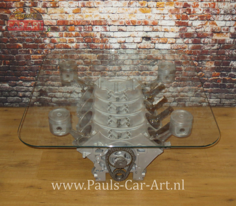 Kust Het koud krijgen code Pauls Car Art motorbloktafels V8 V12 motorblok tafels industrieel meubels